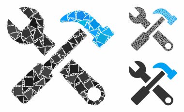 Joggly Elementlerinin Çekiç ve İngiliz Anahtarı Bileşimi Simgesi