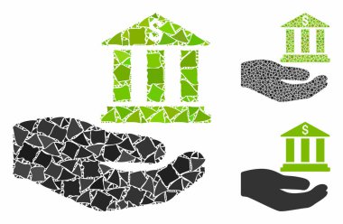 Banka servisi eli Düzensiz Parçaların Kompozisyon Simgesi