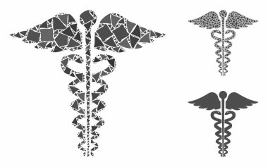 Tıbbi caduceus amblem Eşitsiz Parçaların Bileşimi Simgesi