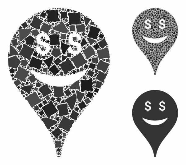 Negócio smiley mapa marcador Composição Ícone de Trembly Elements — Vetor de Stock