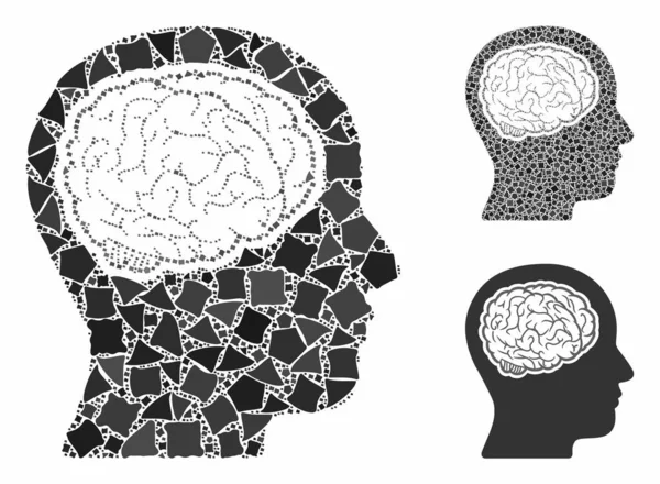 Head brain Composition Icon of Bumpy Parts — Stock Vector