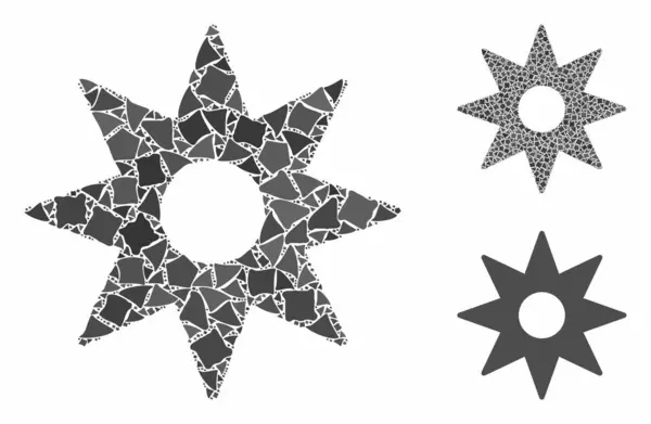Ny stjärna klistermärke Mosaik ikon av ojämna objekt — Stock vektor