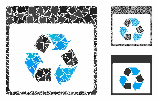 Recycling Kalenderseite Zusammensetzung Symbol von zerlumpten Gegenständen — Stockvektor