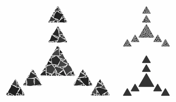 Dirección triángulos Mosaico Icono de Artículos Tuberosos — Vector de stock