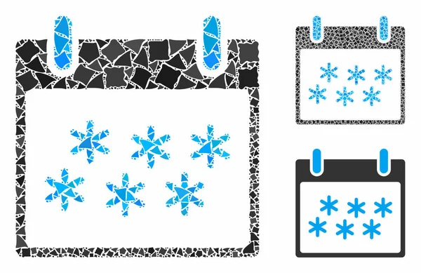 雪のカレンダーの日ラフピースの組成アイコン — ストックベクタ