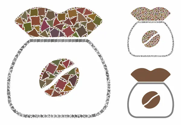 Kaffeekorn-Mosaik-Symbol für unregelmäßige Gegenstände — Stockvektor