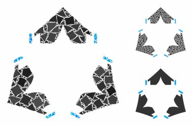 Çadır Kampı Ani Eşyalar Mozaik Simgesi