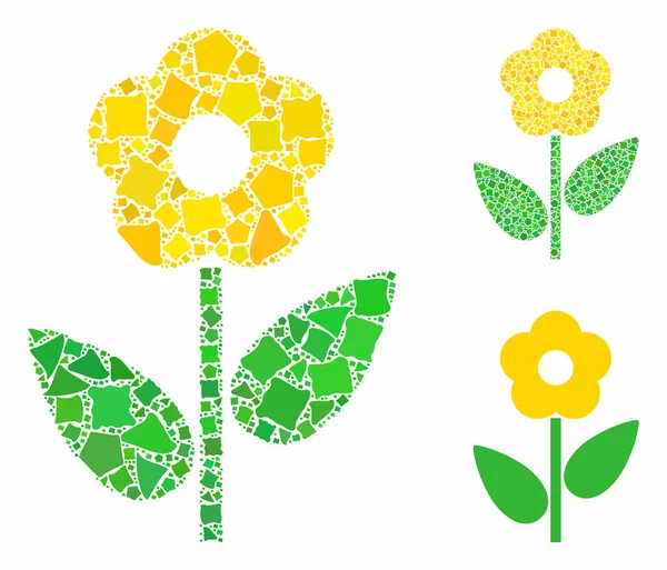 非均匀项目的花卉植物组成图标 — 图库矢量图片