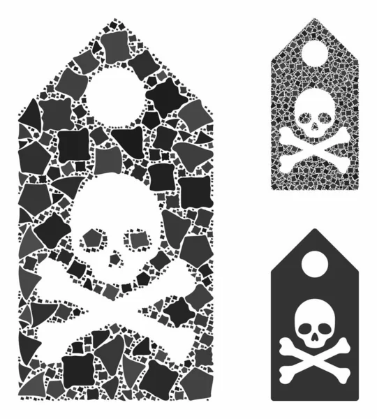 Marca de la muerte Mosaico icono de Raggy Piezas — Vector de stock