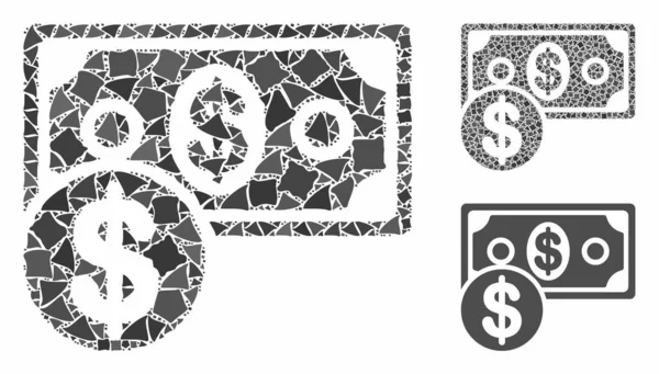 Cash Mosaic Icon of Rough Elements — Stock Vector