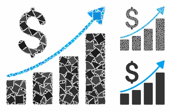 Graphique à barres financières Mosaic Icône de Bumpy Elements — Image vectorielle