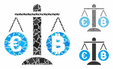 Euro Bitcoin denge ağırlığı Düzensiz Parçaların Kompozisyon Simgesi