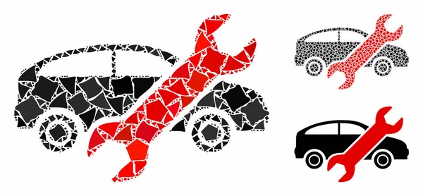 Reparación de coches mosaico icono de piezas abruptas — Vector de stock