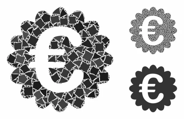 Euro award seal Mosaic Icon of Ragged Elements — Stock Vector