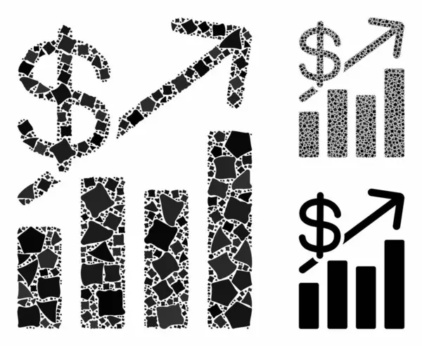 Gráfico de crescimento do preço Ícone mosaico de elementos irregulares —  Vetores de Stock