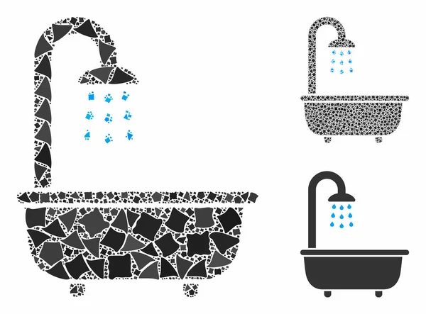 Baño ducha mosaico icono de los elementos tuberosos — Vector de stock