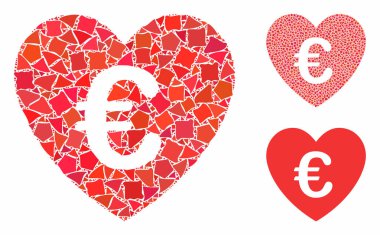 Euro Love Heart Composition Icon of Rough Pieces