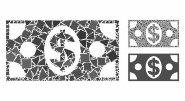Dolar banknotu Düzensiz Parçaların Mozaik Simgesi