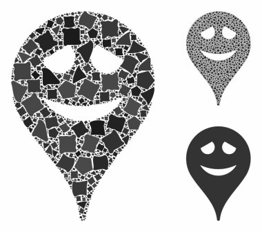 Joggly Parçalarının Utanç Gülen Harita İşaretleyici Kompozisyon Simgesi