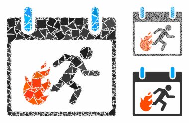 Yangın Tahliyesi Takvim Günü Eşitsiz Parçaların Mozaik Simgesi