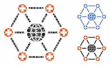 Çember Noktalarının Küresel Tıbbi Ağ Bileşimi Simgesi