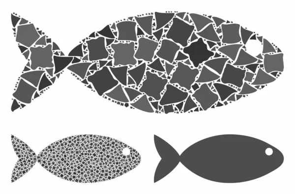 Icône de mosaïque de poissons de pièces robustes — Image vectorielle