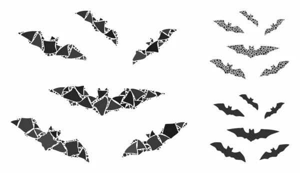 Halloween bats Mosaic Icon of Rugged Pieces — Stock Vector