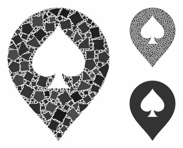 Spade marqueur de casino Mosaic Icône de Raggy Articles — Image vectorielle