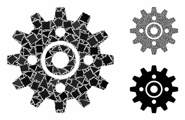 Cogwheel Icono de composición de elementos abruptos — Archivo Imágenes Vectoriales
