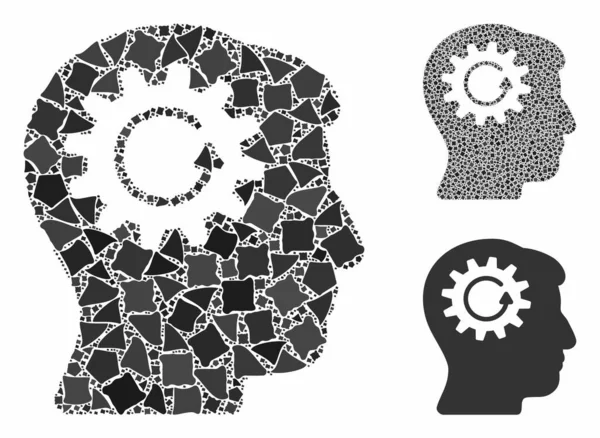 Rotazione testa ingranaggio Mosaico Icona degli elementi tremolanti — Vettoriale Stock