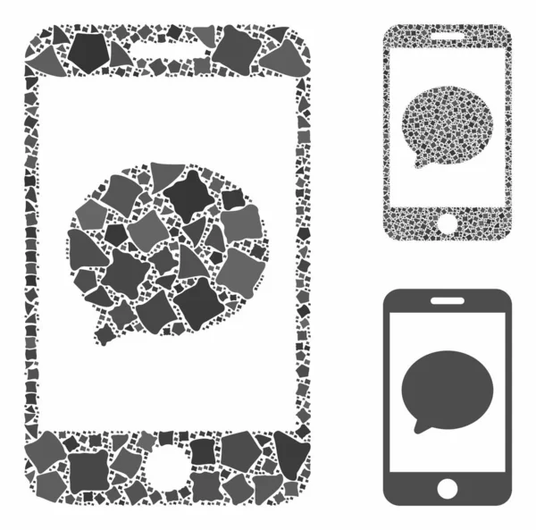 Teléfono inteligente mensaje de chat Composición Icono de elementos resistentes — Archivo Imágenes Vectoriales
