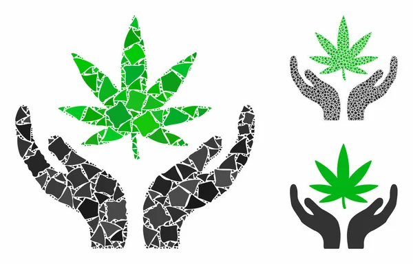 Cannabis care Composition Icon of Irregular Elements — Stock Vector