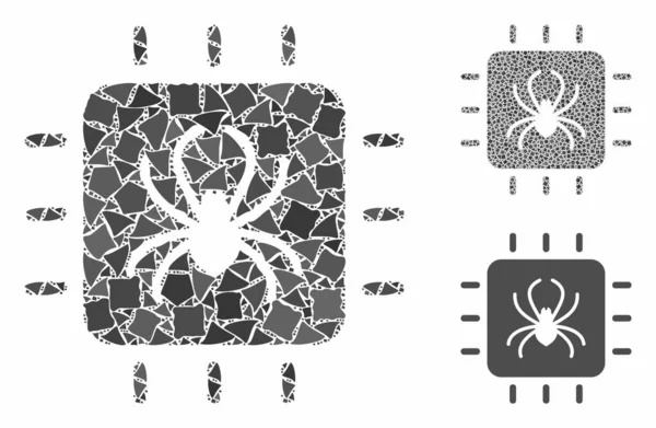 Chip bug Mosaic Icône de Tremblement Éléments — Image vectorielle