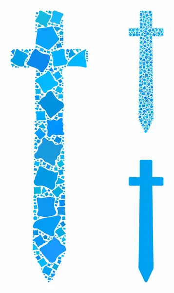 Symboliczny miecz Mozaika ikona Tuberous Przedmioty — Wektor stockowy
