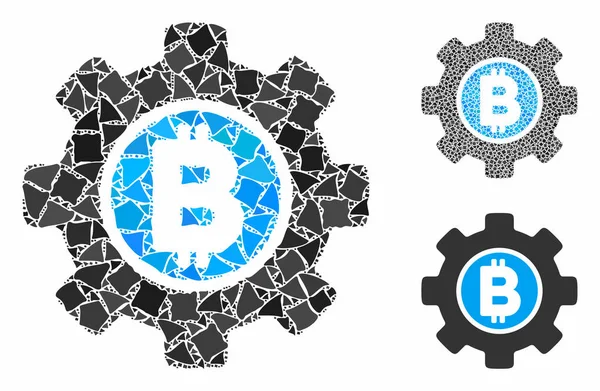 Bitcoin engrenagem de desenvolvimento Composição Ícone de Elementos Bumpy —  Vetores de Stock