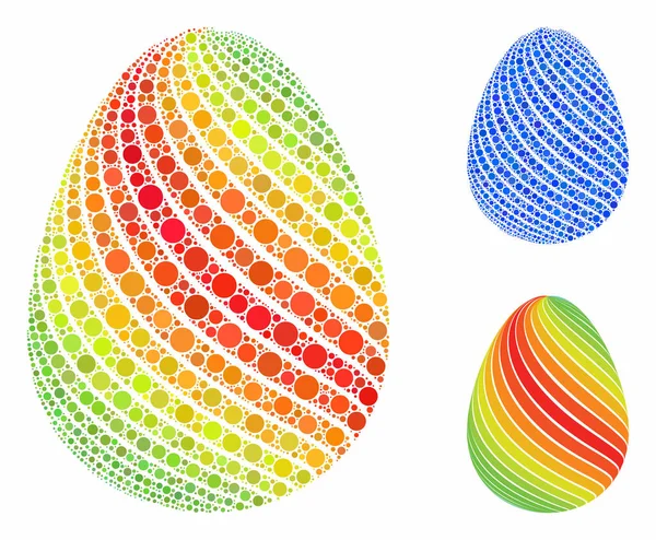 带有圆点对角条带组合图标的鸡蛋 — 图库矢量图片