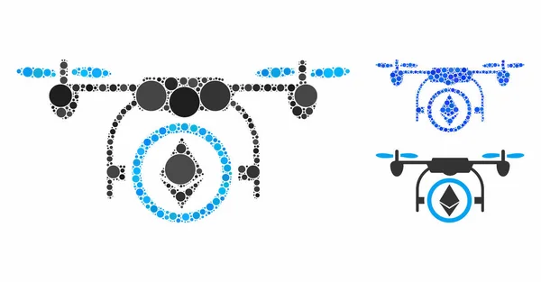 Ethereum Copter Mosaik Ikone der Kreise — Stockvektor