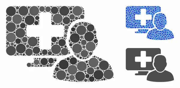 Ordinateur médecin mosaïque icône de points ronds — Image vectorielle