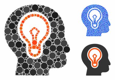 Fikir Ampulü Çemberlerin Mozaik Simgesi