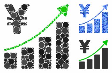 Yen Büyüme Trend Kompozisyon Yuvarlak Noktalar Simgesi