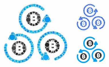 Küresel Ögelerin Bitcoin Karıştırma Mozaik Simgesi