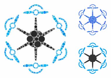 Uçan Hexacopter Yuvarlak Noktaların Mozaik Simgesi