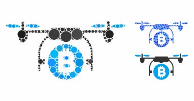 Küresel Ögelerin Bitcoin Kopter Bileşimi Simgesi