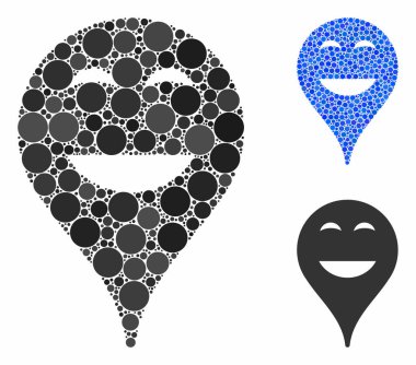 Happy Smiley Harita İşaretleyici Kompozisyon Yuvarlak Noktaların Simgesi