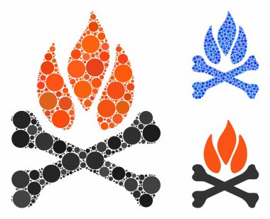 Küresel Ögelerin Kemik Kampı Mozaik Simgesi