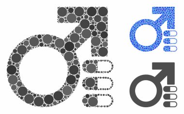 Erkek Ereksiyon Hapları Mozaik Çember Noktaları Simgesi