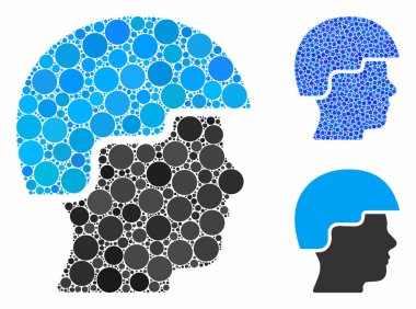 Küresel Ögelerin Asker Miğferi Mozaik Simgesi