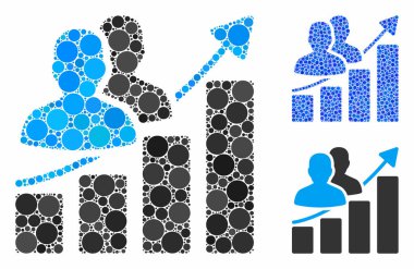 Küresel Ögelerin Seyirci Büyüme Çubuğu Kompozisyon Simgesi