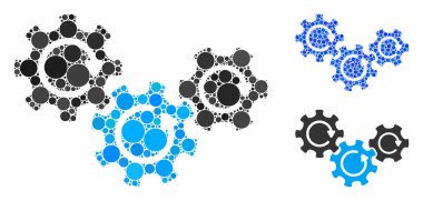 Aktarım Vites Döndürme Mozaik Yuvarlak Noktalar Simgesi