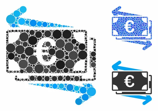 Euro Money Transfer Mosaic Icon of Spheric Items — Stock Vector